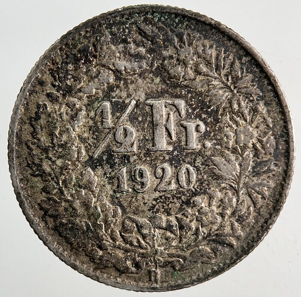 1920 Switzerland Swiss 1/2 Half Franc Silver Coin | Fine Collectable Grade