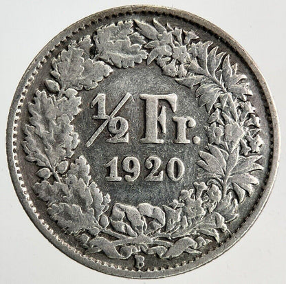 1920 Switzerland Swiss 1/2 Half Franc Silver Coin | Fine Collectable Grade