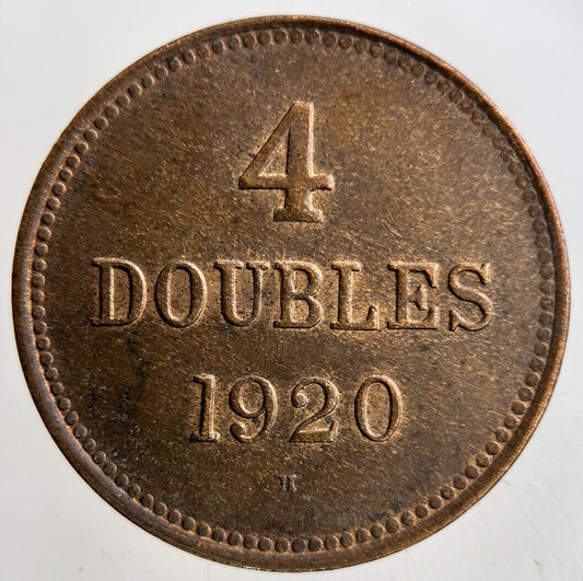 1920 Guernsey 4 Doubles Coin | Fine Collectable Grade