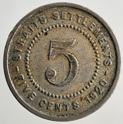 1920 Straits Settlements 5 Cents Coin | Fine Collectable Grade