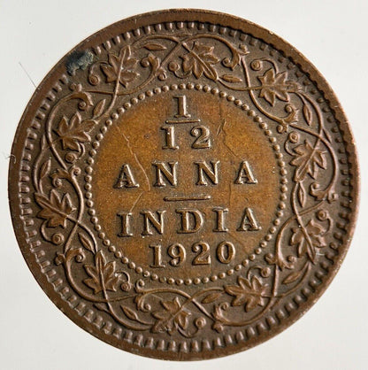 1920 India 1/12 Anna Coin | Fine Collectable Grade