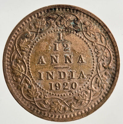 1920 India 1/12 Anna Coin | Fine Collectable Grade