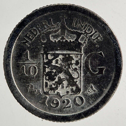 1920 Netherlands 1/10 Gulden East Indies Silver Coin | Collectable Grade