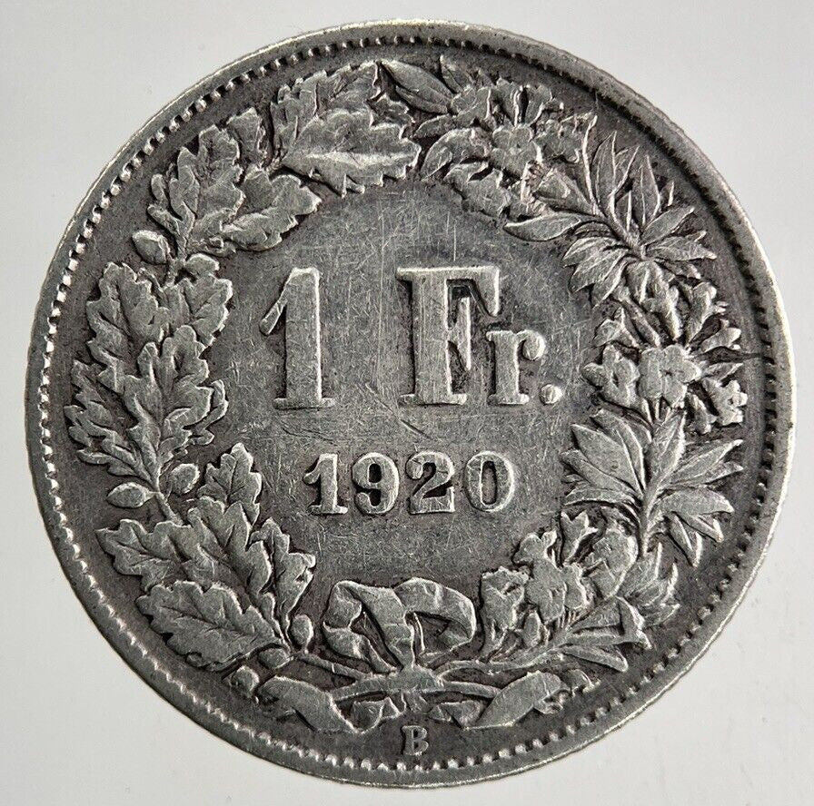 1920 Switzerland Swiss 1 Franc Silver Coin | Fine Collectable Grade