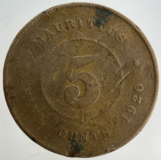 1920 Mauritius 5 Cents Cent Coin | Collectable Grade