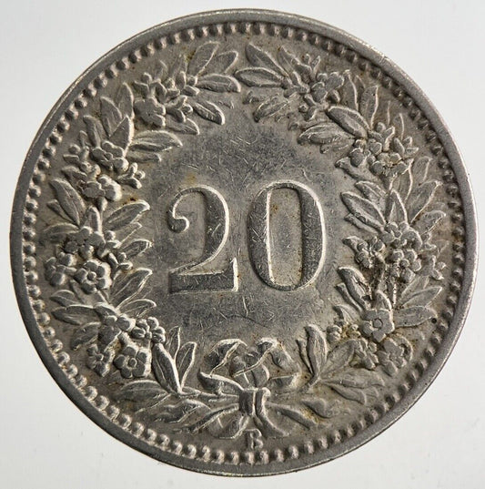 1920 Switzerland Swiss 20 Rappen Coin | Fine Collectable Grade