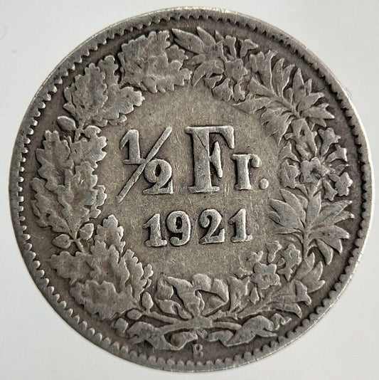 1921 Switzerland Swiss 1/2 Half Franc Silver Coin | Fine Collectable Grade