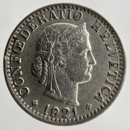 1921 Switzerland Swiss 20 Rappen Coin | Fine Collectable Grade
