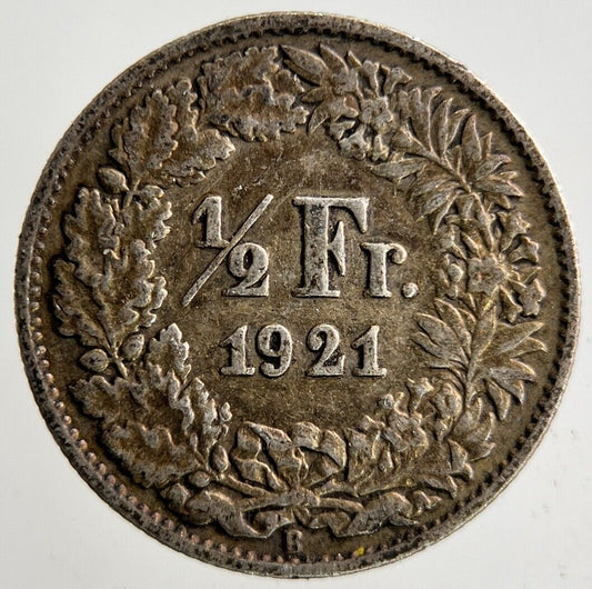 1921 Switzerland Swiss 1/2 Half Franc Silver Coin | Fine Collectable Grade