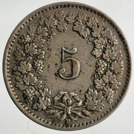 1921 Switzerland Swiss 5 Rappen Coin | Fine Collectable Grade