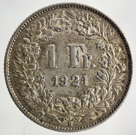 1921 Switzerland Swiss 1 Franc Silver Coin | Very High Grade