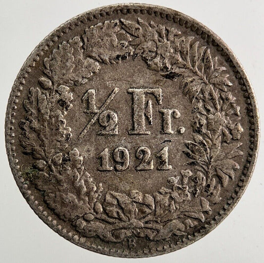 1921 Switzerland Swiss 1/2 Half Franc Silver Coin | Fine Collectable Grade