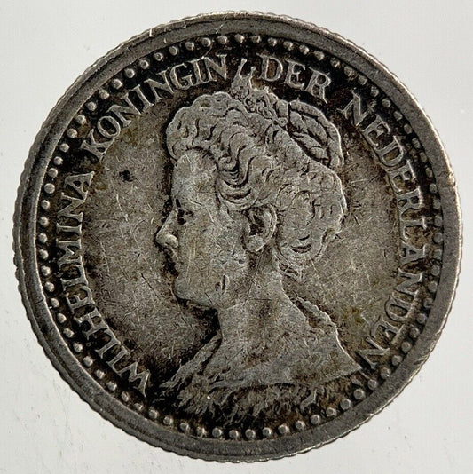 1921 Netherlands 10 Cents Silver Coin | Fine Collectable Grade