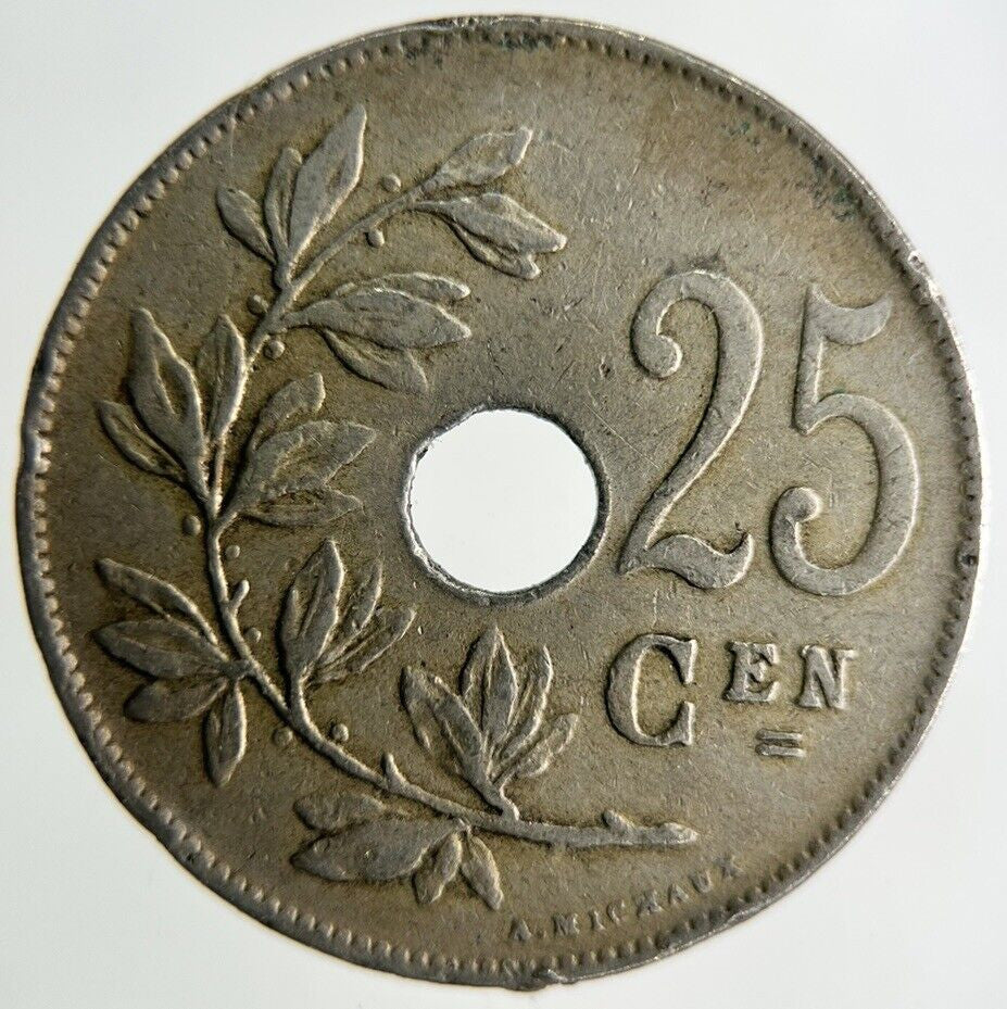 1922 Belgium 25 Centimes Coin | Fine Collectable Grade