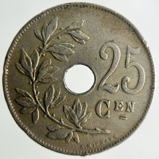 1922 Belgium 25 Centimes Coin | Fine Collectable Grade