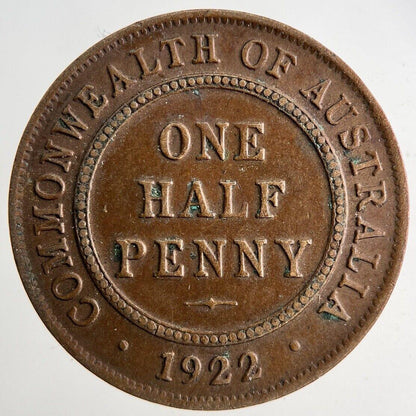 1922 Australia Half-Penny Coin | Fine Collectable Grade