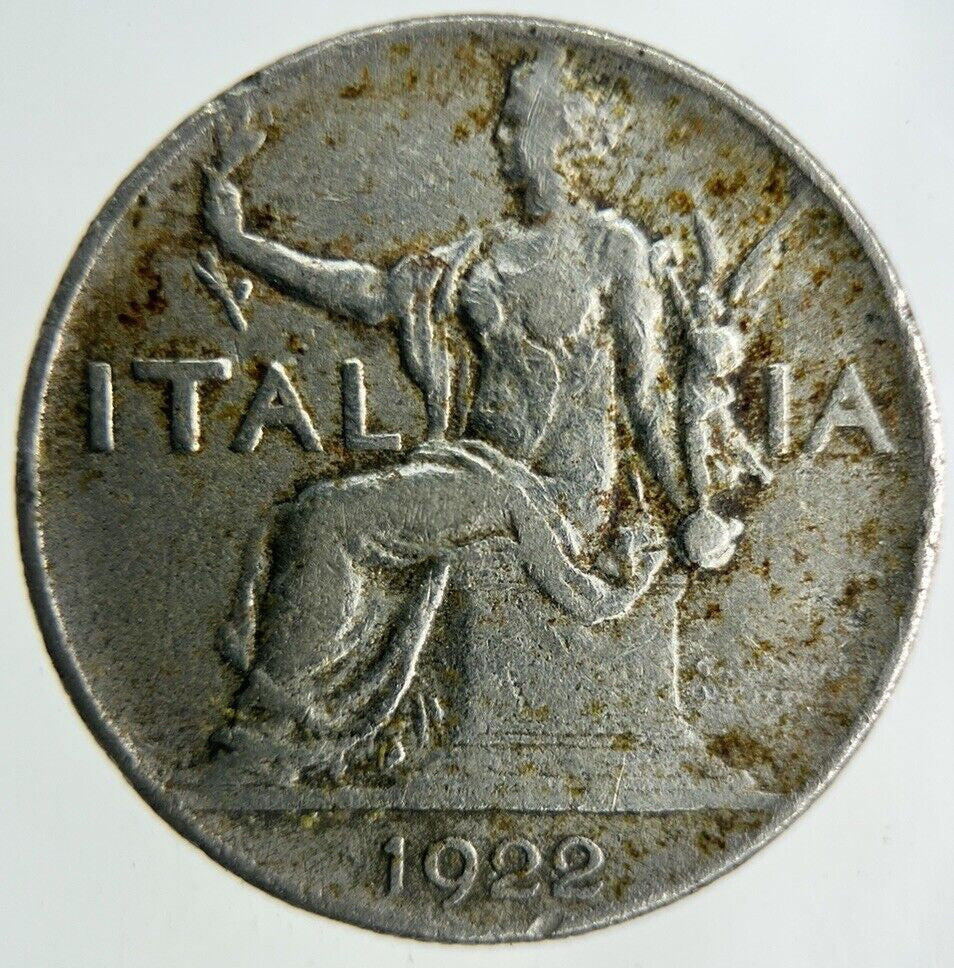 1922 Italy 1 Lira Coin | Fine Collectable Grade