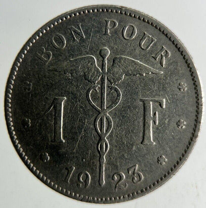 1923 Belgium 1 Franc Coin | Fine Collectable Grade