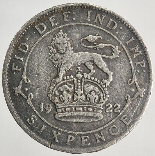 1922 George V Sixpence Silver Coin | Fine Collectable Grade | a9942