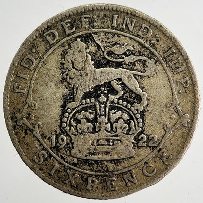 1922 George V Sixpence Silver Coin | Fair Grade | a8191