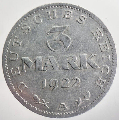 1922-A Germany 3 Mark Coin | Very High Grade | a8227