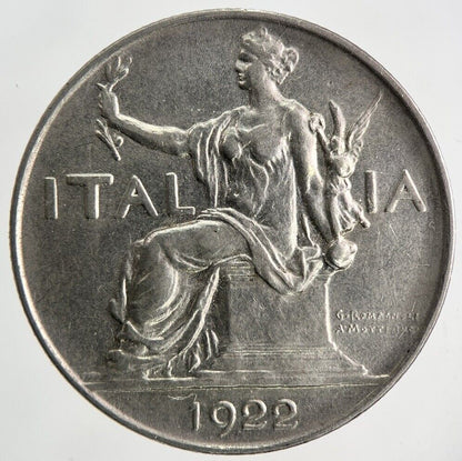 1922 Italy 1 Lira Coin | Fine Collectable Grade