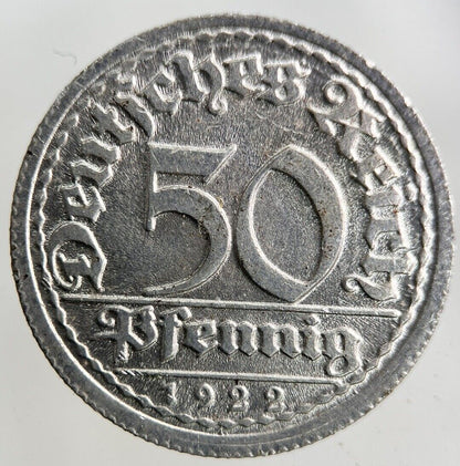 1922 Germany 50 Pfennig Coin | Fine Collectable Grade