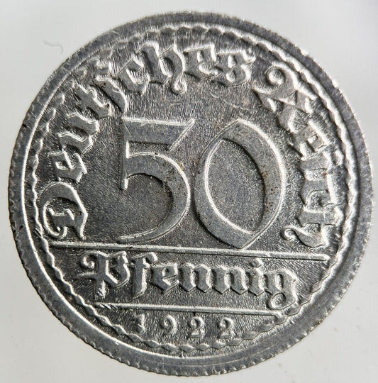 1922 Germany 50 Pfennig Coin | Fine Collectable Grade