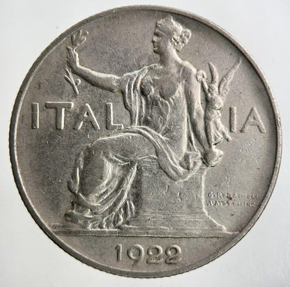 1922 Italy 1 Lira Coin | Fine Collectable Grade