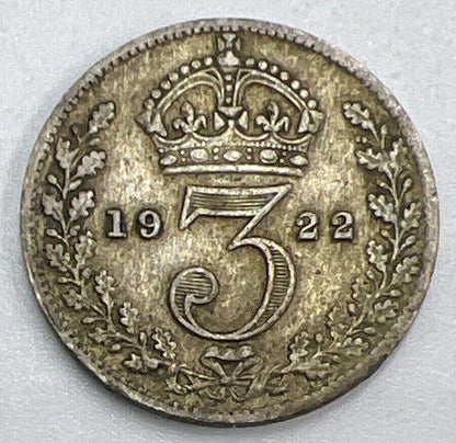 1922 George V Threepence | British Silver Coin | Fine Collectable Grade | a1532