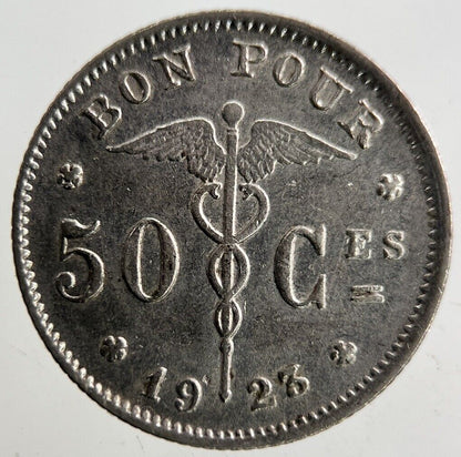 1923 Belgium 50 Centimes Coin | Fine Collectable Grade