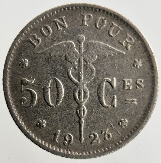 1923 Belgium 50 Centimes Coin | Fine Collectable Grade