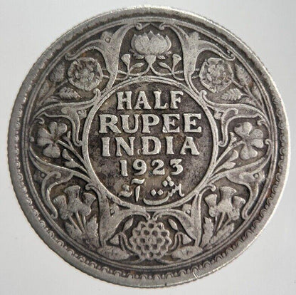 1923 Indian 1/2 Half Rupee Silver Coin | Fine Collectable Grade | a4509