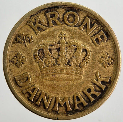 1924 Denmark 1/2 Half Krone Coin | Fine Collectable Grade | a7151