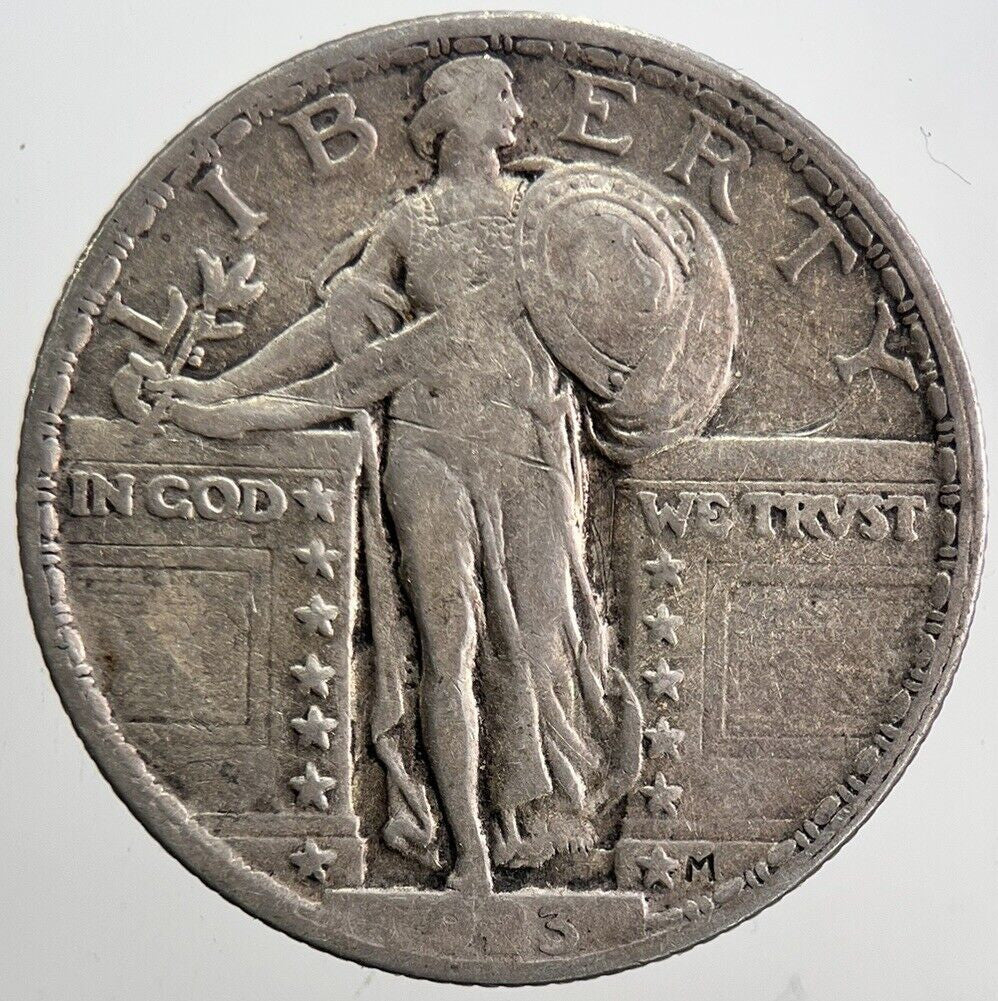 1923 US USA Standing Liberty Quarter Silver Coin | Fine Collectable Grade a6030
