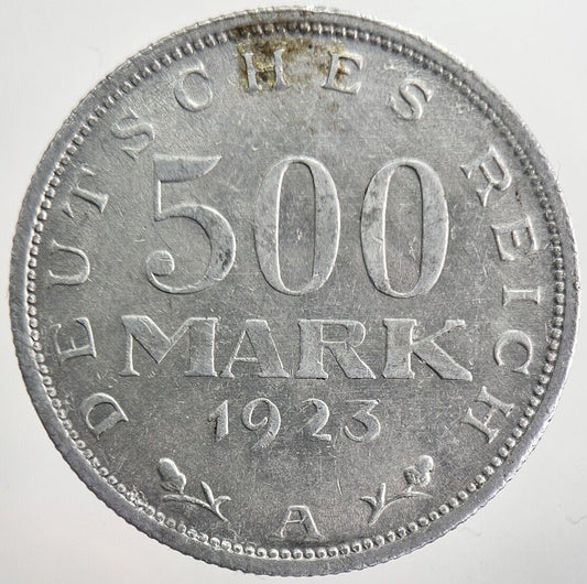 1923-A Germany 500 Mark Coin | Very High Grade | a8230