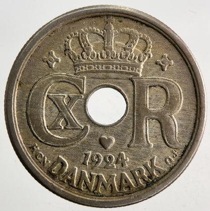 1924 Denmark 25 Ore Coin | Fine Collectable Grade
