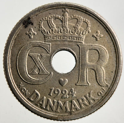 1924 Denmark 10 Ore Coin | Fine Collectable Grade