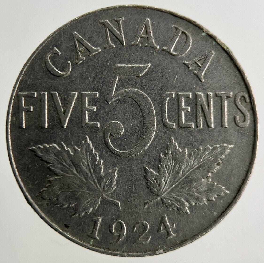 1924 Canada 5 Cents Coin | Fine Collectable Grade