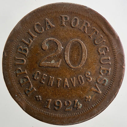 1924 Portugal 20 Centavos Coin | Fine Collectable Grade