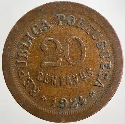 1924 Portugal 20 Centavos Coin | Fine Collectable Grade