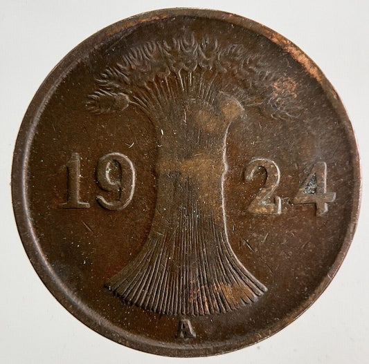 1924 Germany 1 Pfennig Coin | Fine Collectable Grade