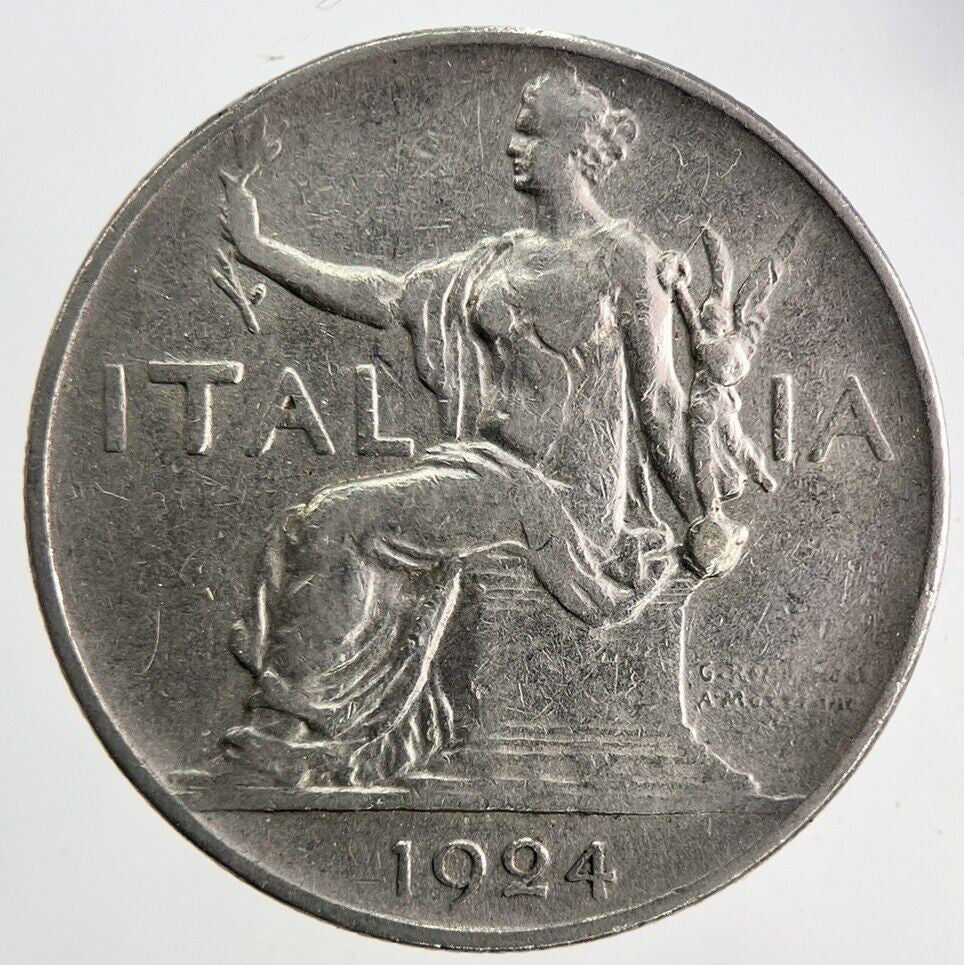 1924 Italy 1 Lira Coin | Fine Collectable Grade