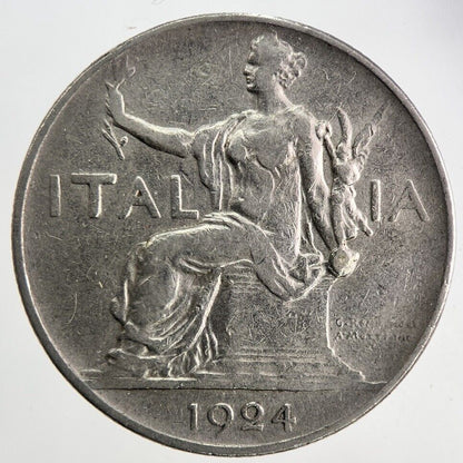 1924 Italy 1 Lira Coin | Fine Collectable Grade