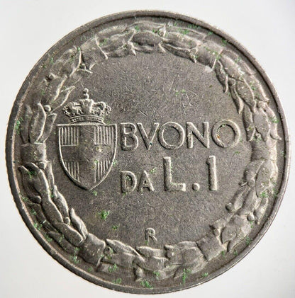 1924 Italy 1 Lira Coin | Fine Collectable Grade