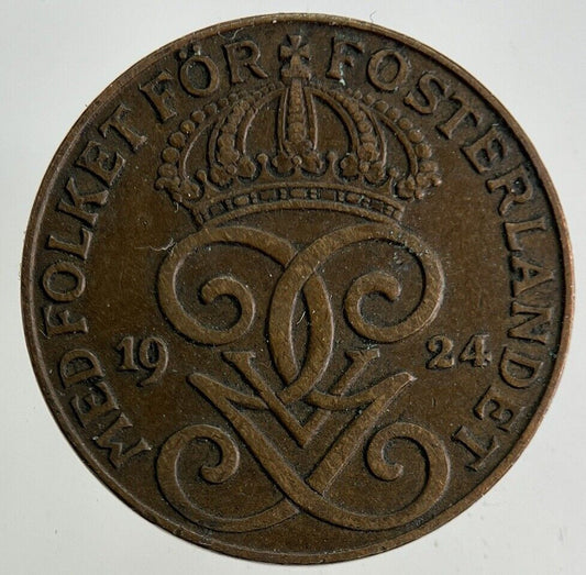 1924 Sweden 2 Ore Coin | Fine Collectable Grade