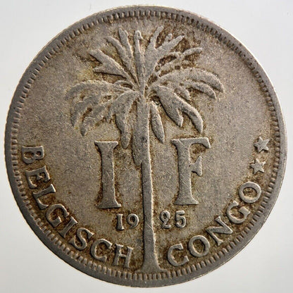 1925 1 One Franc Belgian Congo Coin | Collectable Grade | a2398