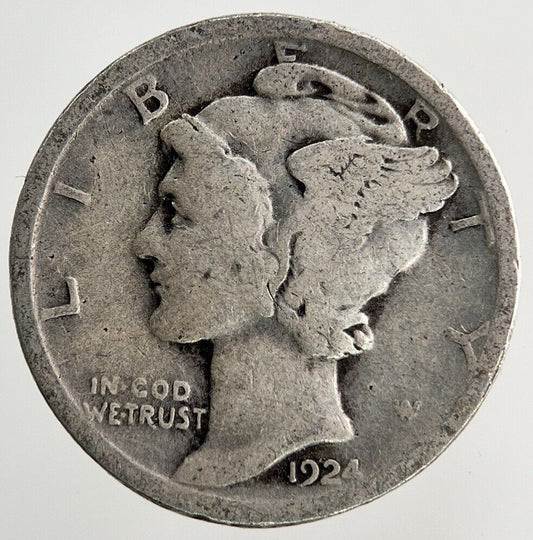 1924 US USA Mercury One Dime Silver Coin | Collectable Grade