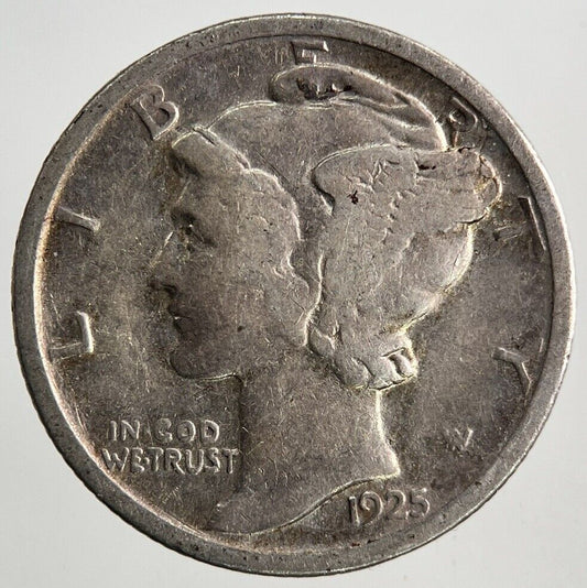 1925 US USA Mercury One Dime Silver Coin | Fine Collectable Grade