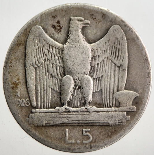 1926 Italy 5 Lira Silver Coin | Collectable Grade | a7661